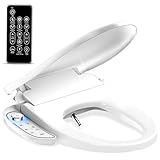 Electric Bidet Toilet Seat with Wireless Remote - Elongated Heated Bidet Toilet Seat - Bidet Warm Water with Dryer - Luxury Bidet Toilet Seat with Soft-Closing - LED Nightlight - Self-Clean Nozzle