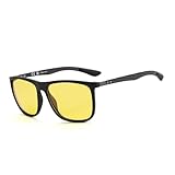 ZENOTTIC Night Vision Glasses for Men Square Carbon Fiber Sunglasses Reduce Glare Yellow Lens HD Polarized Night Driving Glasses