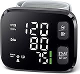 Blood Pressure Monitor LED Backlit Display Automatic Wrist Cuff Blood Pressure Monitors for Home Use 120x2 Reading Memory with Carrying Case, Black