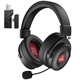 EKSA Wireless Gaming Headset with Microphone for PC, 7.1 Surround Sound, 20 ms Ultra-Low Latency, 2.4G Bluetooth USB Gamer Headphones with 50Hr Battery, Wired Computer Headset for PS4 PS5 Laptop