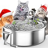 oneisall Cat Water Fountain Stainless Steel,1.8G /7L/230oz Cat Water Fountain for Multi-Cat Home/Water Fountain for Cats Inside with Smart Quiet Pump/Pet Water Fountain Easy to Clean and Disassemble