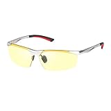 Eagle Eyes Fusion NL Night Driving Vision Aluminum Glasses Anti Glare for Driving Biking Fishing | 99.9% UV Protection & Blue Light Filter Yellow Tint Lens for Men & Women