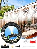 Misters for Outside Patio 89FT(27.3M)+34 Brass Mist Nozzles+a Brass Adapter(3/4") Detachable Outdoor misting Cooling System for Garden, Waterpark, Greenhouse, Backyard