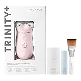 NuFACE Trinity+ Microcurrent Facial Device Kit - FDA Cleared Face Sculpting & Neck Tightening Device to Contour Cheeks & Brows + Microcurrent Gel Activator, Silk Crème & Brush - Sandy Rose