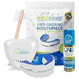 VitalSleep Anti Snoring Device + Cleaner, Men's Size Snoring Solution, Adjustable, Custom Fit Snoring Mouthpiece, USA Made Snoring Mouth Guard, Sleep Aid Device