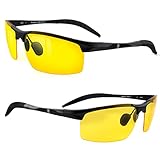 BLUPOND Set of 2 HD Glasses for Driving at Night for Men/Women - Anti Glare Yellow Night Vision/with Case and Car Clip Holder(2 YellowLens)