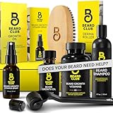 Beard Club Advanced Beard Growth Kit - Derma Roller, Beard Growth Oil, Beard Growth Vitamins and Beard Growth Vitamin Spray, Beard Shampoo and Beard Brush - Gift Set - Cedar