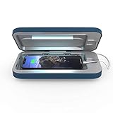 PhoneSoap Go Battery Powered UV Cell Phone Sanitizer & Universal Phone Charger Box | Patented & Clinically Proven 360-Degree UV Box for Smartphones | Disinfects & Charges On The Go (Indigo)