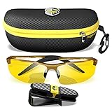 BLUPOND Night Driving Glasses For Men/Women - HD Yellow Vision for Maximum Clarity - Knight Visor (GOLD, Yellow Amber)