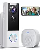 XTU Video Doorbell Camera Wireless with Chime, 2K Live View, Instant Alert, Human Detection,Battery Powered,2-Way Audio, Night Vision, Work with Alexa/Google Assistant, Indoor/Outdoor Security(White)