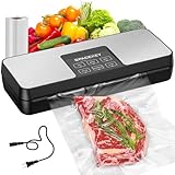 SPACEKEY Vacuum Sealer Machine, 85Kpa Food Sealer with Bag Roll Storage Space, 8-in-1 Food Vacuum Machine, Pulse Function, Dry&Moist Modes, Built in Cutter, Bag Roll included, Silver