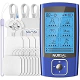 NURSAL TENS EMS Unit Muscle Stimulator for Pain Relief Therapy, Electric 24 Modes Dual Channel TENS Machine Pulse Massager with 12 Pcs Electrode Pads/Continuous Stable Mode/Memory Function