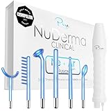 NuDerma Clinical Skin Therapy Wand - Portable Skin Therapy Machine w 6 Fusion Neon + Argon Wands – Anti Aging - Clarifying - Skin Tightening & Radiance - Wrinkle Reducing