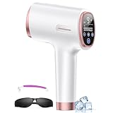 Laser Hair Removal for Women & Men, 45°F Ice-Cooling Contact, Safe & Virtually Painless Alternative to Salon IPL Hair Removal Device, Long-Lasting Hair Removal from Home, with Razor & Glasses