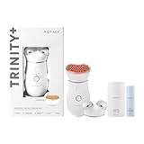 NuFACE TRINITY+ LED Red Light Therapy + Microcurrent Facial Device for Fine Lines and Deep Wrinkles - Amber, Red & Infrared Light Skin Tightening Device with Gel Activator, Silk Crème & Brush