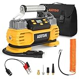 AstroAI Portable 160 PSI DC Heavy Duty Tire Inflator Pump Auto Shutoff with Screen, Dual Cylinders & Dual Motors, 12V Air Compressor for SUVs, RVs, ORVs, Cars, Air Mattresses, etc. Yellow