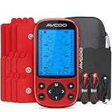 AVCOO 3-in-1 TENS Unit Muscle Stimulator for Pain Relief, Dual Channel EMS Muscle Stimulator with 24 Modes & 40 Levels for Physical Therapy, Rechargeable TENS Machine Kit with 12 TENS Pads, EVA Case