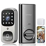 LNDU Smart Lock with Camera, 6 in 1 Camera+Doorbell+Fingerprint Keyless Entry Door Lock, WiFi Door Locks for Front Door with 32GB eMMC, 2K Doorbell Camera, App Control, PIR Detection, Chime Included