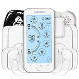 AUVON Touchscreen TENS Unit Muscle Stimulator for Pain Relief, 24 Modes Dual-Channel Rechargeable TENS Machine with 2 x Battery Life, Continuous Mode, Cable Tie, Pad Holder and 8 TENS Pads (White)