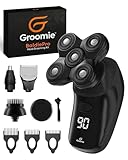 Groomie Cordless Bald Head Shavers for Men, BaldiePro Head Grooming Kit - Ergonomic & Waterproof Head Shavers for Bald Men - Electric Hair Shaver & Head Razor - Men's Rotary Shaver for Smooth Shave